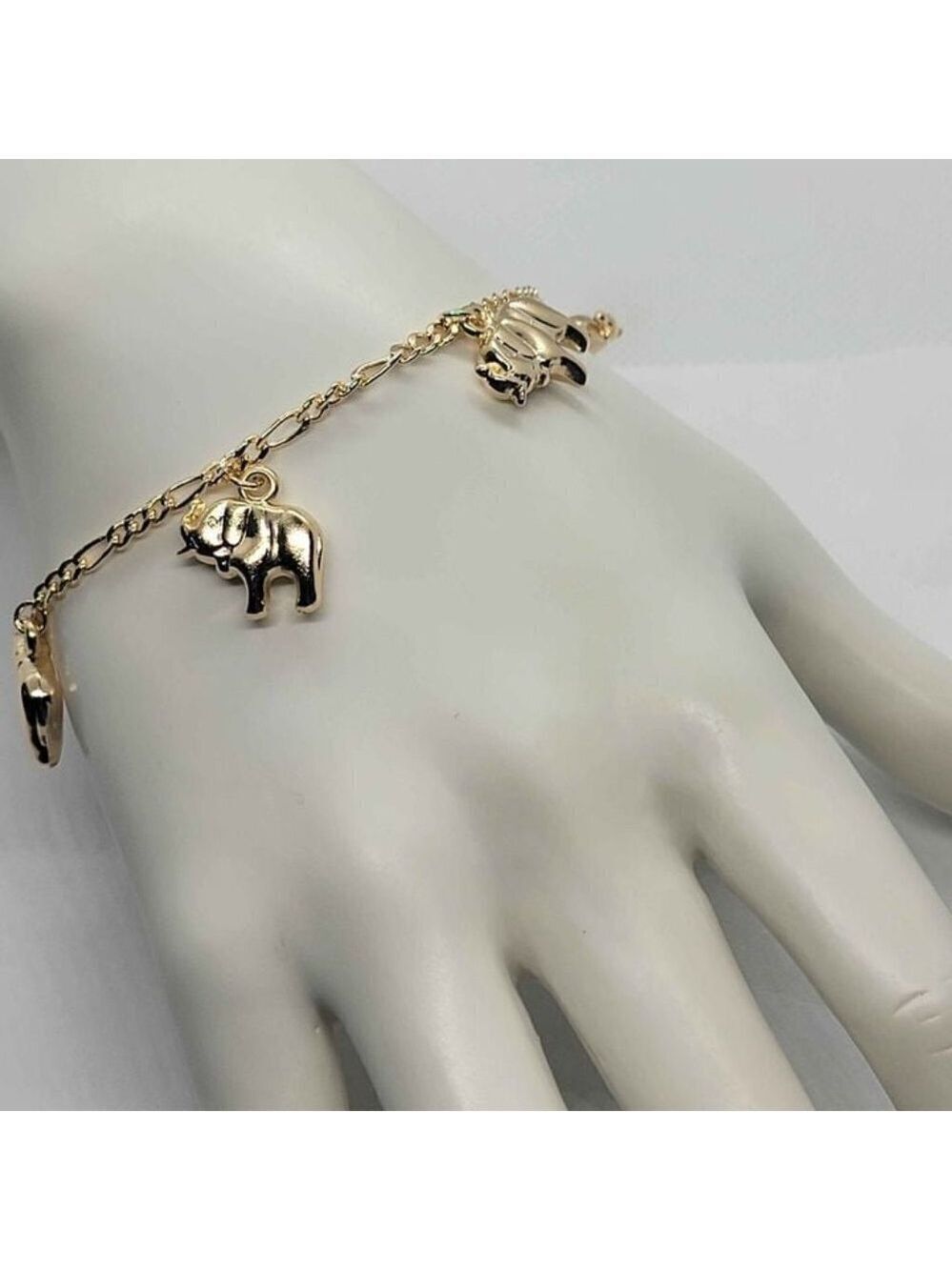 Brazilian 18k Gold Filled 5 Elephants Bracelet